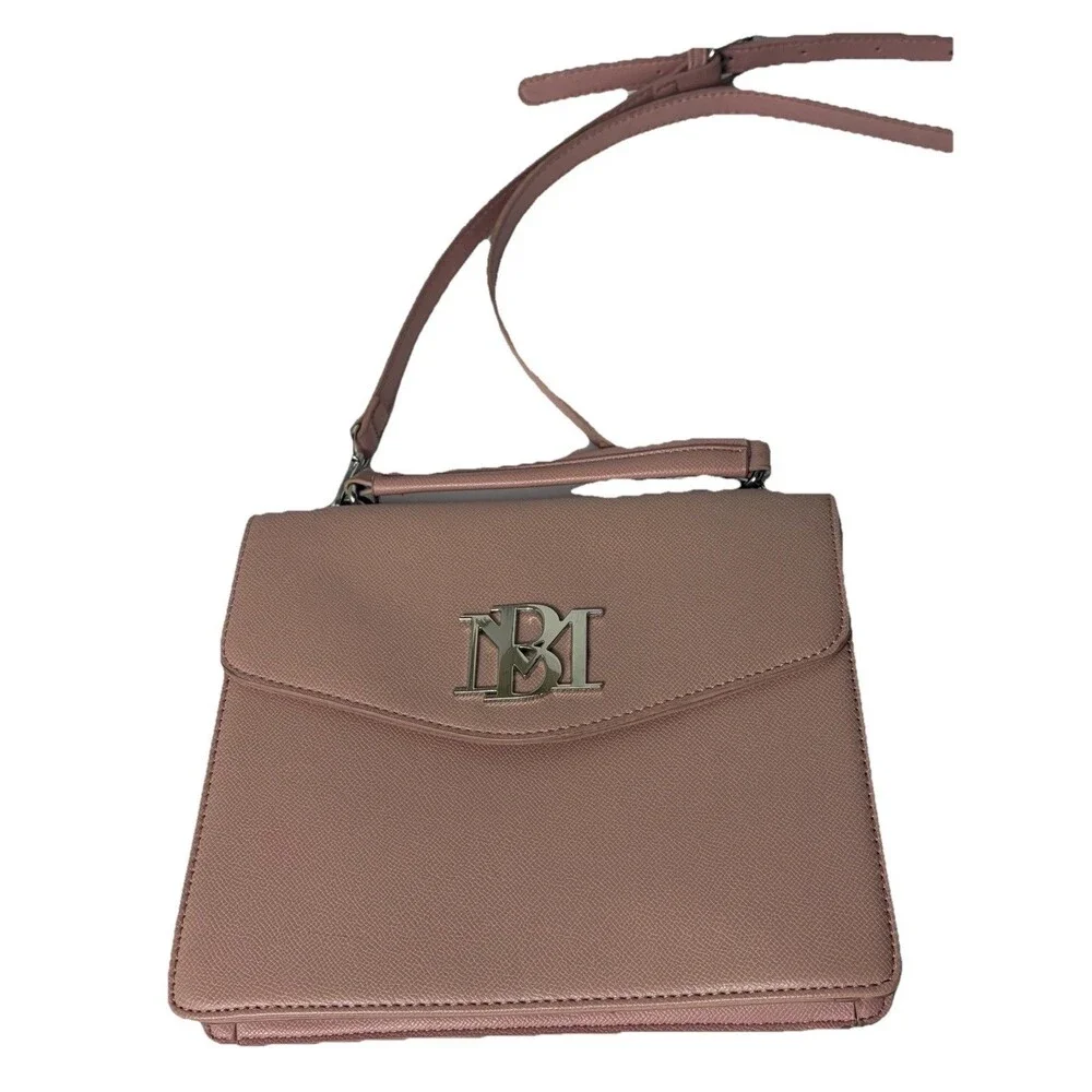 Badgley Mischka Crossbody Handle Vegan Leather Bag Purse Blush Color Light Pink